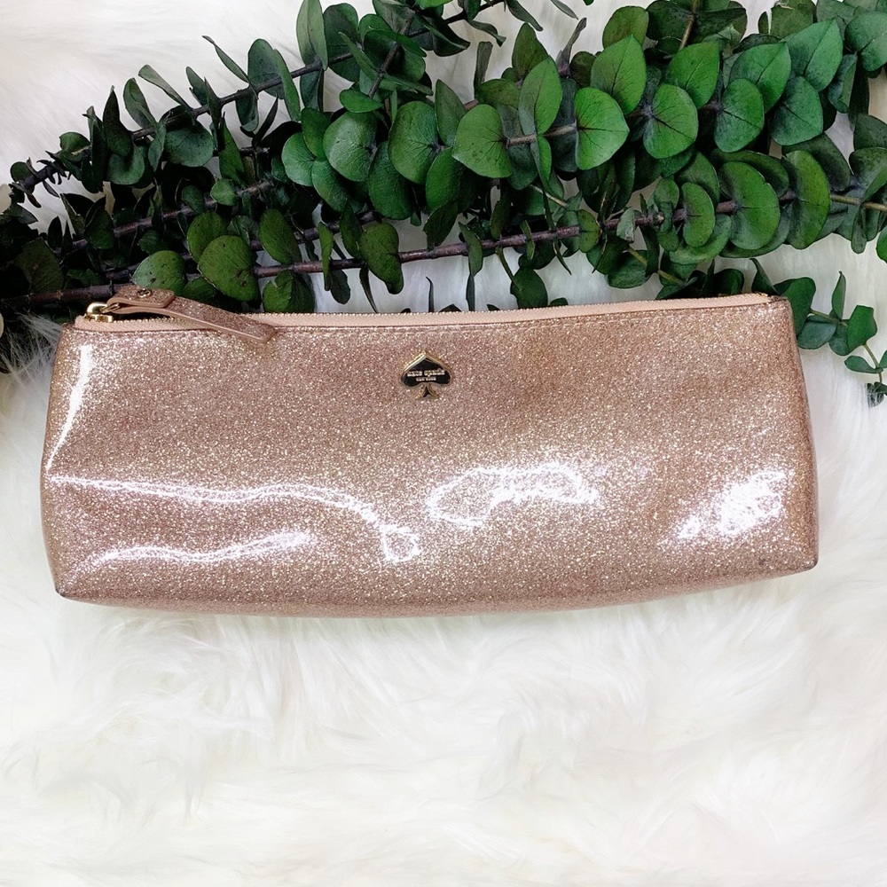 kate spade Rose Gold Glitter Cosmetic Pouch
